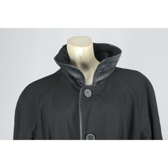 Hide Society Black Genuine Leather Reversible Button Down Coat Jacket Size 12 - Picture 11 of 16